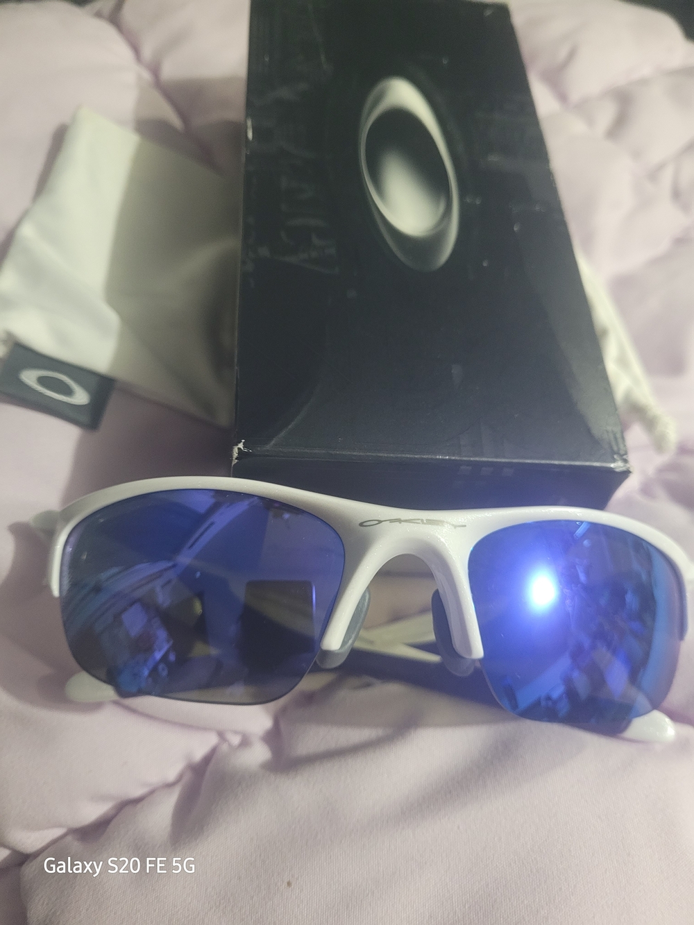 Oakley White Sunglasses with Blue Lenses